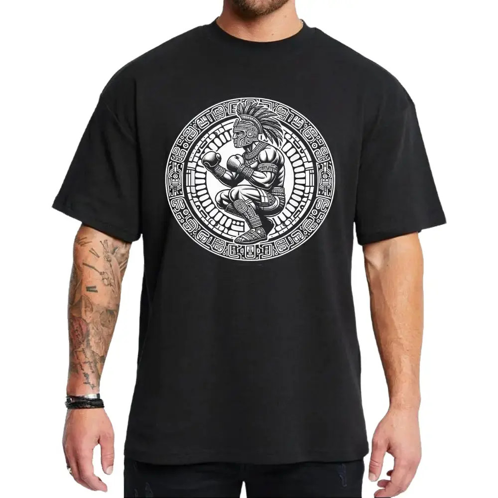 Vintage Aztec Boxing Graphic T-Shirt, Unisex 100% Cotton Streetwear, Simple Casual Loose Fit Round Neck Short Sleeve Top, Shortsleeve, Menswear, Vintage Design Men's Short-Sleeve T-Shirts, Vinyl, Aztec Graphic, Graphic Print