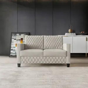 VelvaLuxe Modern Diamond-Tufted Loveseat