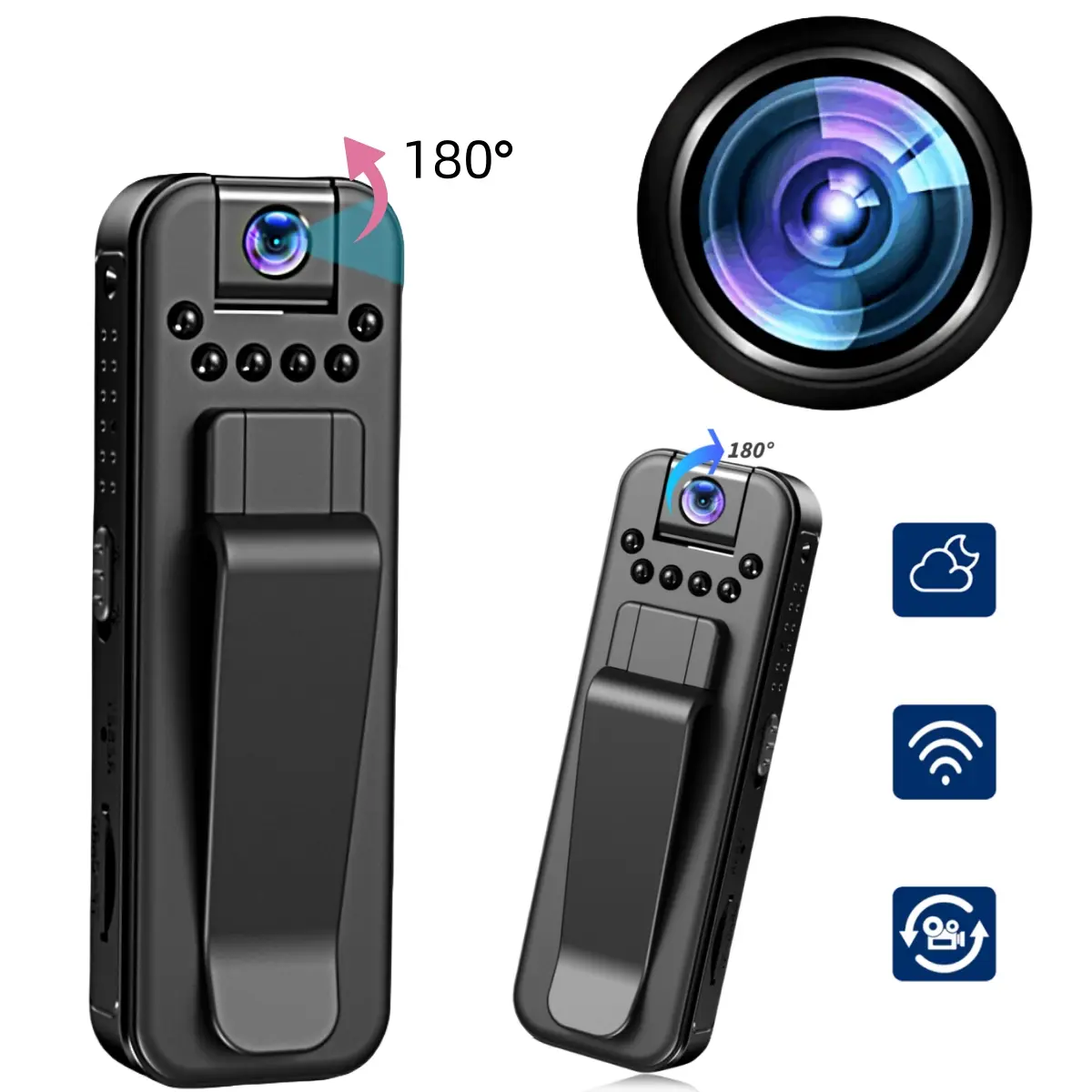 Mini Body Camera with Audio & Video Recording - Small POV Cam 1080P - Wearable Personal Portable Cameras Recorder DV - Night Version Camcorder for Security Work Records Guard Traveling