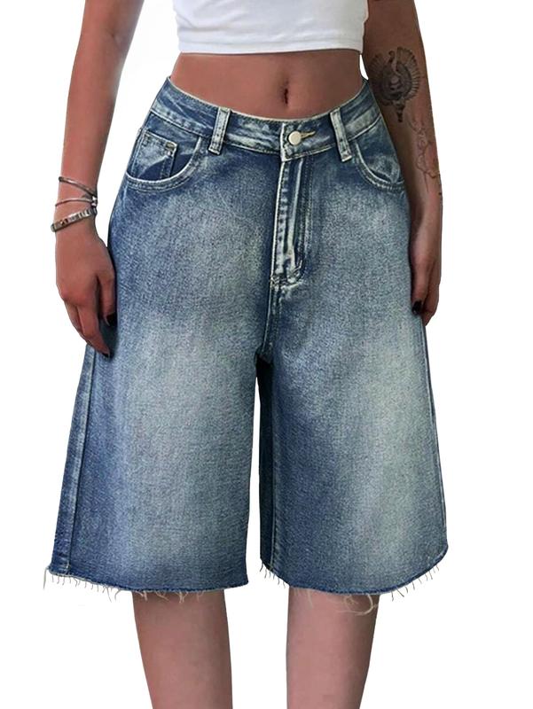 Women Jorts Baggy Jeans Jorts Outfits Mid-Low Waisted Denim Y2K Shorts Summer Hot Short Pants Streetwear