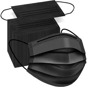 100 PCS Disposable Face Masks, Black Disposable Masks, 3 Ply Protection Face Masks Healthcare Protective