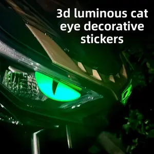 2pcs Car Reflective Cat Eye Stickers, 3D Glowing Devil Eye Decals for Motorcycle, Night Glow Helmet Decorations, Unique Vehicle Accessories