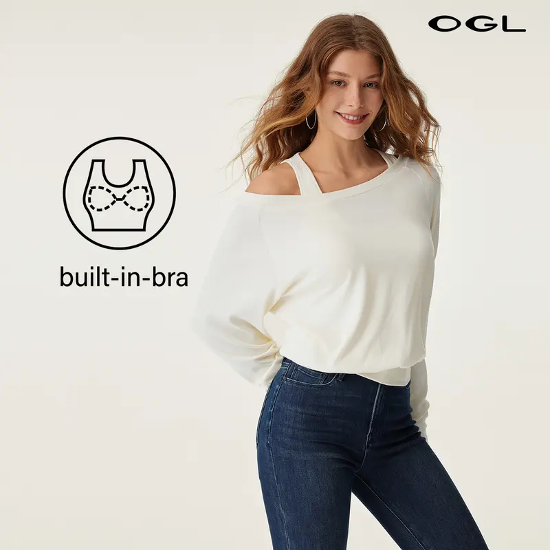 OGL Women's Heat-Tech Multi-Wear Layering Bra Top - Basic Long-Sleeves Plain Top, Minimalist Design, Sports Casual Fall Outfit Lightweight Activewear Sleeveless Gym Tops Fall Deals For You