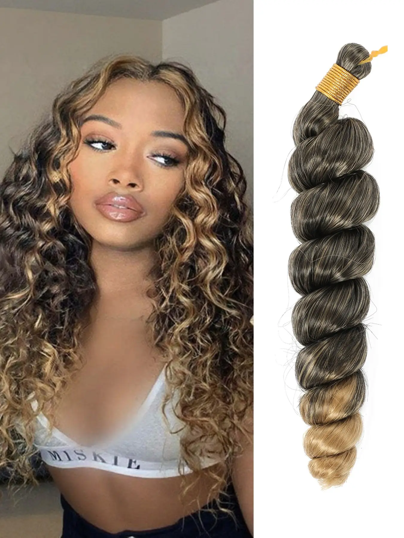 Brown 16 Inch Braided French Loose Curly Crochet Hair, Braided Hair Texture, Synthetic Hair Extensions, Pre-Stretched, 1 Pack High Temperature Loose Curly Braided Hair Extensions for Women Natural Look Festival Use