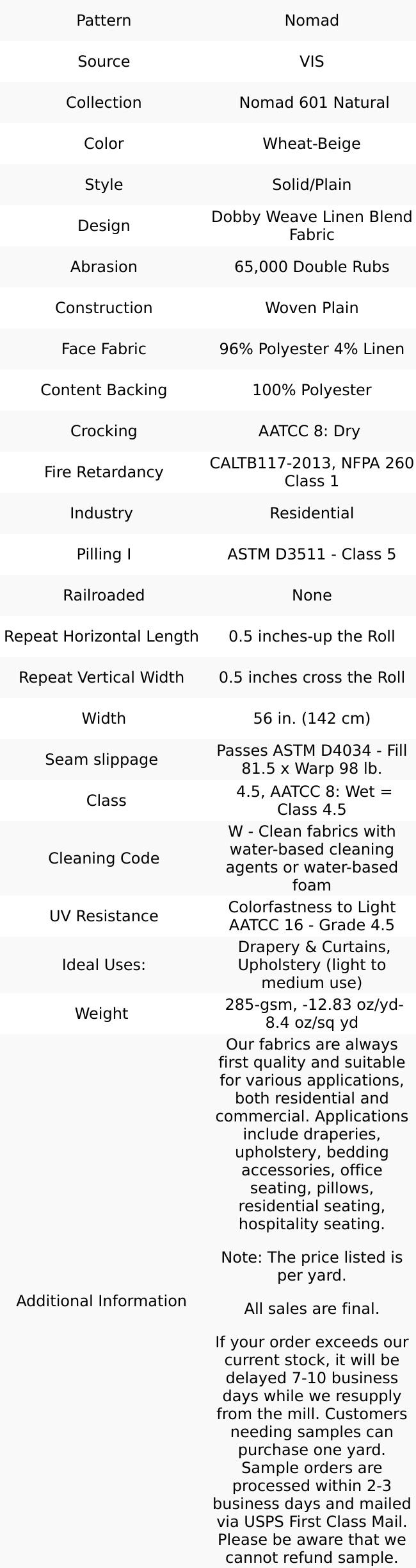 Ely Crown Wheat-Beige Linen Drapery Fabric| 54"— Sold by the Yard