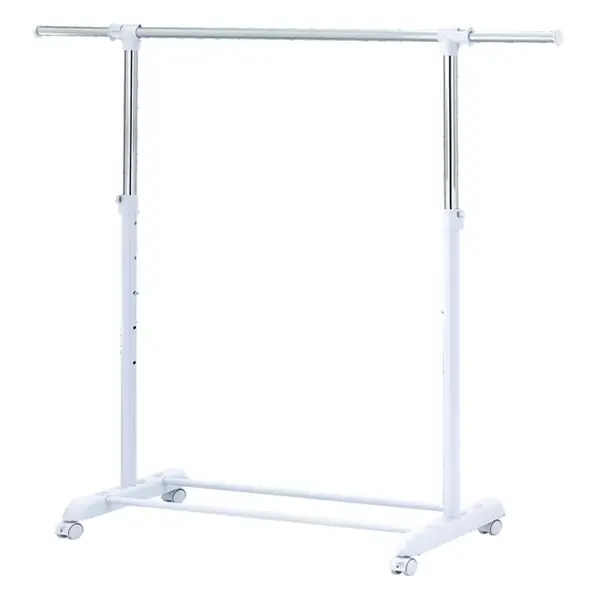 Adjustable Metal Rolling Garment Rack, Portable Clothes Rack, Chrome White