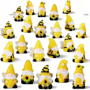 80 Pcs Bee Mini Gnomes Bulk Honey Bee Mini Resin Gnomes Figurines Summer Sunflower Miniature Resin Statues for Women Mom Birthday Gifts Home Yard Lawn Garden Landscape Patio Decor