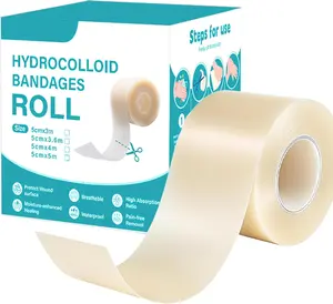 Hydrocolloid Dressing Roll for Wound Care | Medical-Grade Adhesive Bandage | 5cm x 2m (2"x78") Waterproof & High Absorbency | First Aid for Burns, Acne, Blisters, Cuts, Post-Surgery