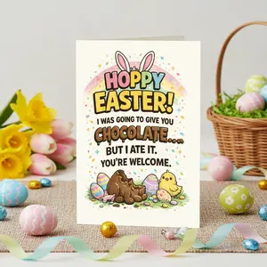 Hoppy Easter I Ate The Chocolate Card | Funny Easter Card