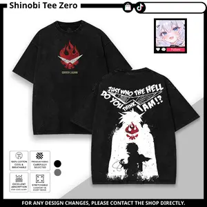 Tengen Toppa Gurren Lagann Vintage T-Shirt – Spiral Power Mecha Anime good Graphic Tee, Washed Black Oversized Unisex Streetwear Shirt