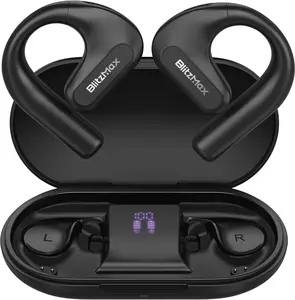 Open Ear Headphones Call Noise Cancellation, Comfort Wear, Enhanced Bass, True Wireless Earbuds for LED Power Display, 60H Playtime, Bluetooth 5.3, IPX5 Running Working