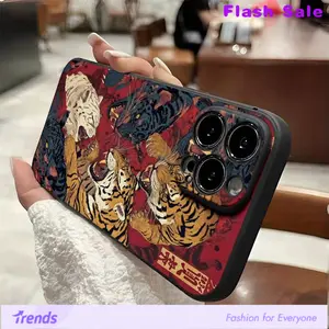 Tiger Pattern Phone Case, Decorated with a Ferocious Roaring Tiger and Dynamic Background Design, Suitable for iPhone 16, 15, 14, 13, 12, 11 Pro Models, TPU Material, Shockproof Protection. It's a Great Gift for Family, Suitable for Google Pixel 10 Pro XL