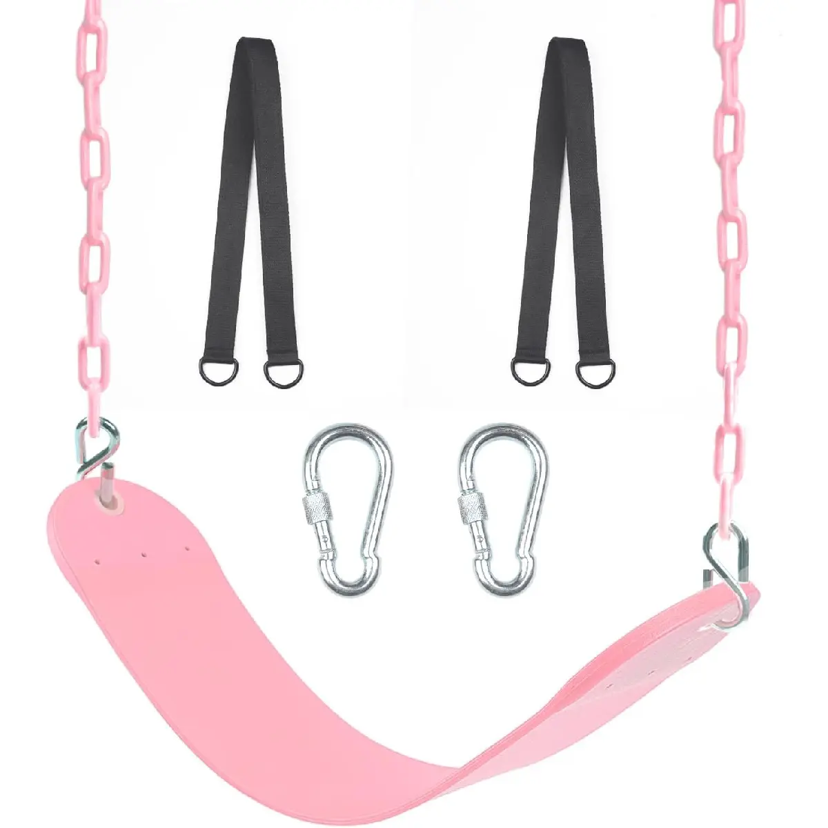 Heavy Duty Hammock Swing Seat for Kids, Pink Sensory Pod with Cast Iron Hardware, 66-Inch Coated Chains & Straps for Outdoor Play, 66 Inches, Hanging Straps