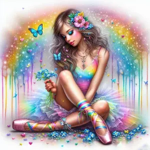 5D DIY Full Drill Round Diamond Painting - Diamond Painting Kit Diamond Art Tools Dancing Girl Mosaic Canvas DIY Wall Art, Home Wall Decoration