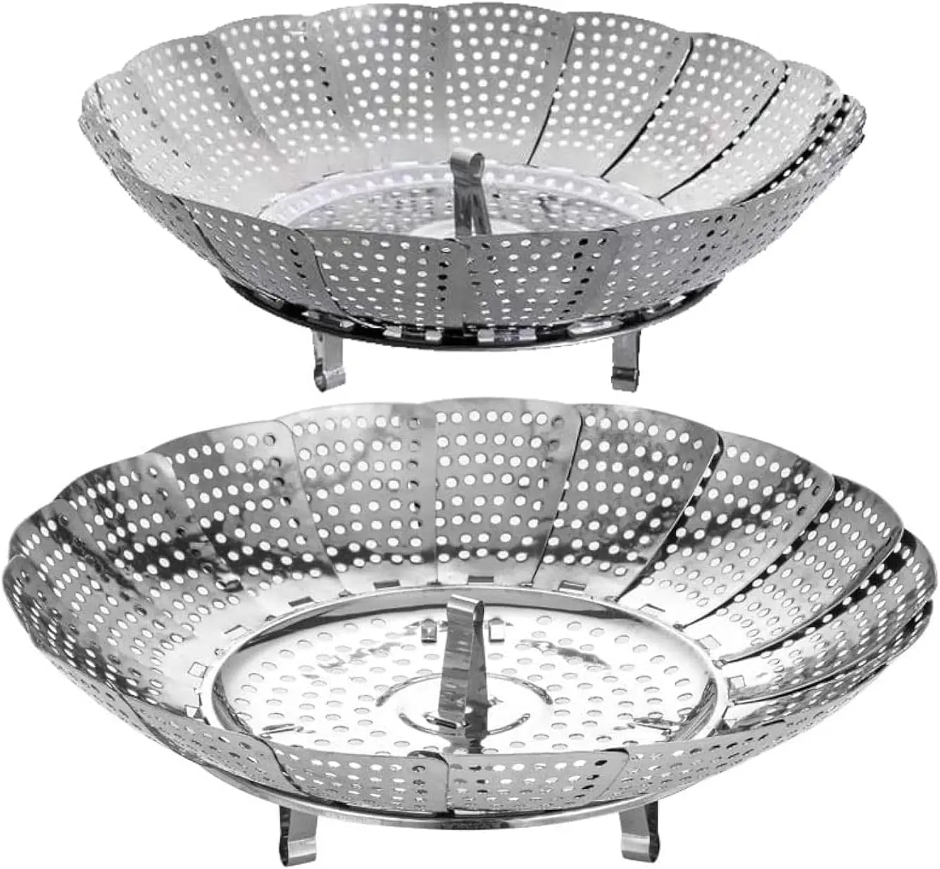 Steamer Basket Stainless Steel 2pcs Food Vegetable Folding Expandable Steamers Fits Various Size Instant Pot