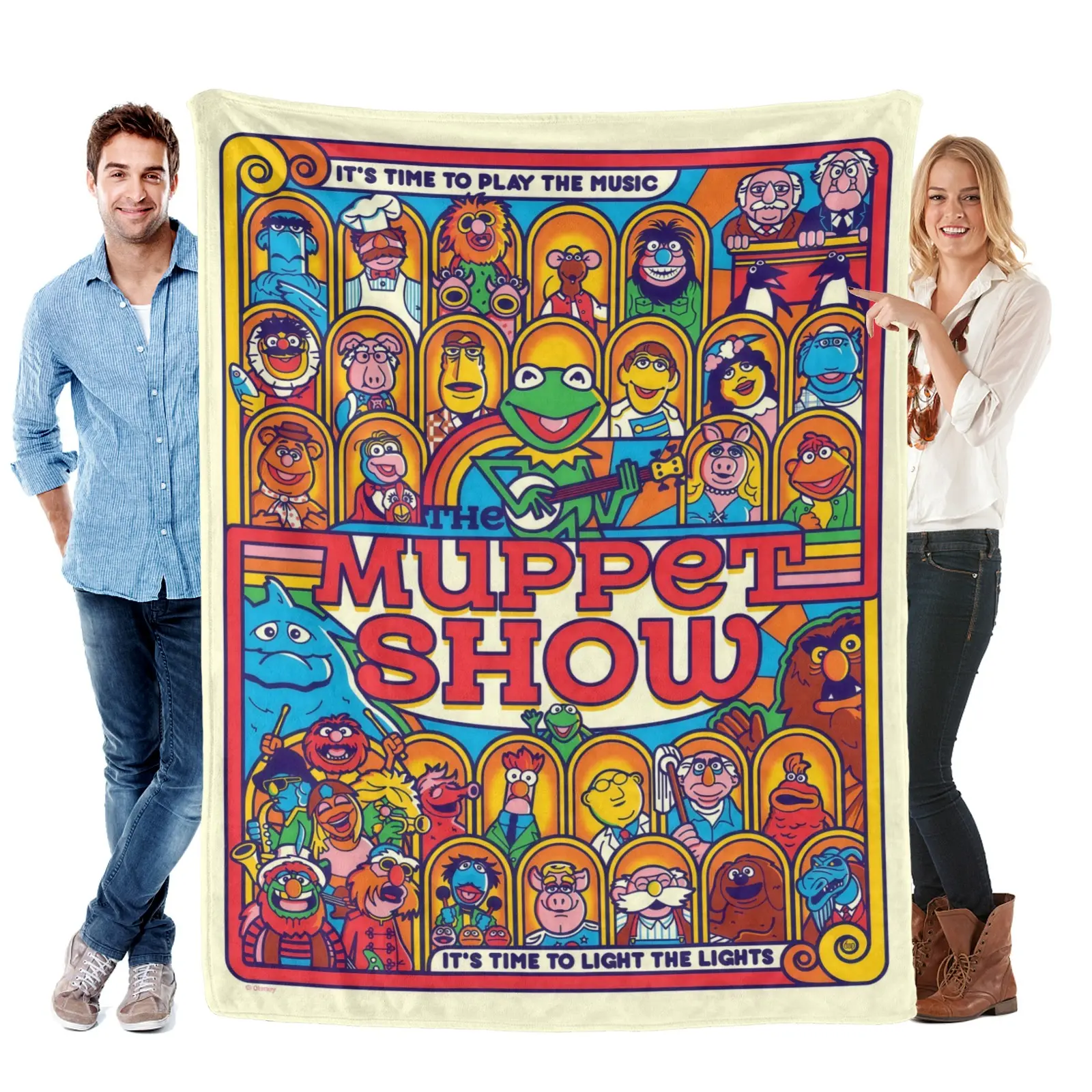 The Muppet Show Plush Fleece Blanket - Soft, Cozy Aesthetic Throw for Fans, Colorful Retro Cartoon Design, Ideal Gift for Home Decor