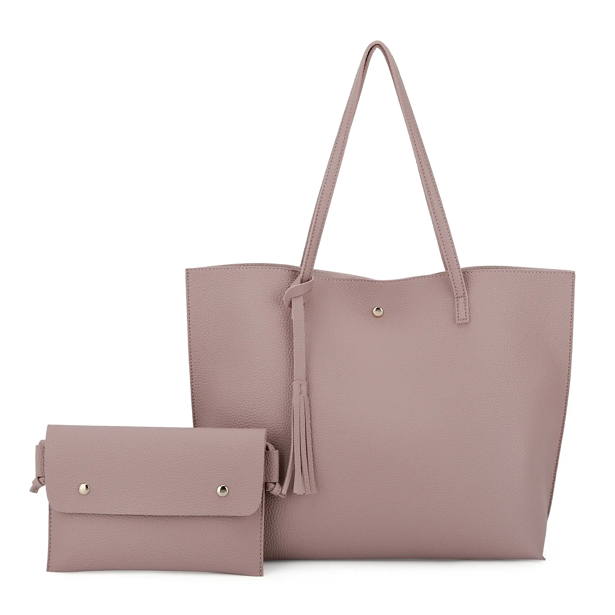 K.EYRE Women's Fashion Fringe Tote Bag - Large Capacity Shoulder Bag for Daily Commuting, Casual Shopping, Comes with Matching Solid Color Clutch, Multi-Use Trendy Accent Accessory essential wallet set vintage