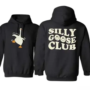 Silly Goose Club T-Shirt Hoodie, Funny Goose Graphic Tee, Classic Fit Unisex Casual Shirt for Men & Women
