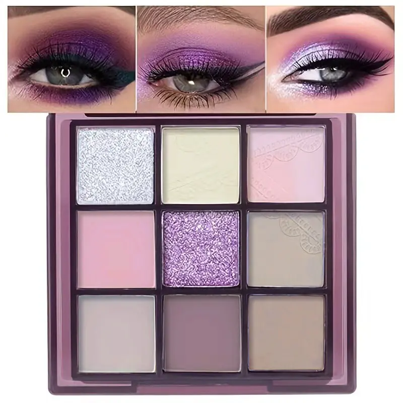9 Colors Eyeshadow Palette, Shimmering & Matte Effect Eyeshadow Palette, High Pigmented Blendable Eyeshadow Powder, Colorful Eye Makeup Products, Multicolor Eyeshadow Palette, Highly Pigmented Palette, Cosmetic, Beauty Eyeshadows