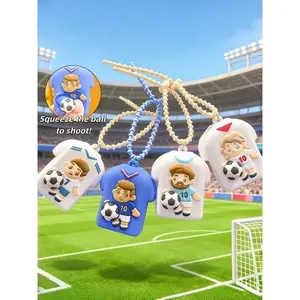 Soccer Player Jersey Keychain Football Star 3D Silicone Bag Charm, Cartoon Sports Style Squeeze Stress Relief Toy, Durable Beaded Chain Backpack Pendant Purse Accessory, For Boys Men Teens Kids, Soccer Fan Gift Birthday Party Favor, Summer Daily Accessory