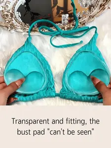 Washable silicone triangle bra pads, invisible push-up inserts, anti-protrusion and breathable, suitable for various bras, ideal for parties, pools, weddings, and everyday life.