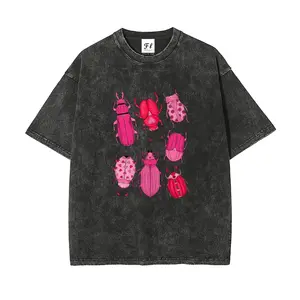 S~5XL Oversize Unisex Washed T-Shirt for Women and Men's Unisex Fit Batik Cotton Oversize Streetwear Menswear  Super Soft Pre-Shrunk