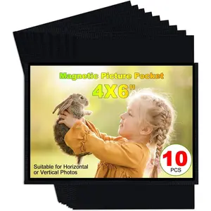 CHUNNIAO Black Magnetic Picture Frame 4X6 for Refrigerator,Photo Magnets Sleeves