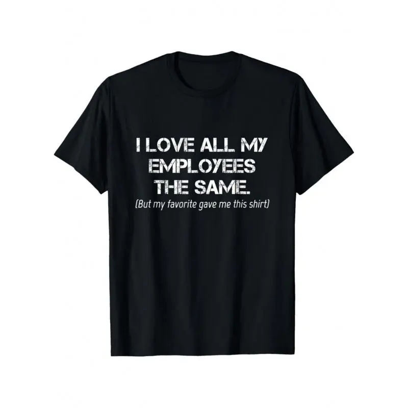 Men's 100% Cotton Graphic Tees - Funny "I Love All My Employees" Print, Shortsleeve Round Neck Soft Tee, Casual Summer Streetwear for Boss Man, Machine-Washable Smooth Texture Top Crewneck Tshirt
