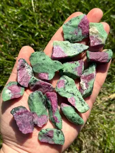 New Moon Beginnings Raw Ruby in Zoisite Crystal AA Grade Natural Gemstone with Green and Purple Colors