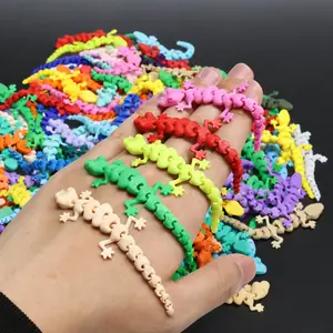 10Pcs Random 3D Printed Flexible Lizard, Colorful Realistic Climbing Pet Figures, Stress Relief Desk Decorations, Holiday Gifts