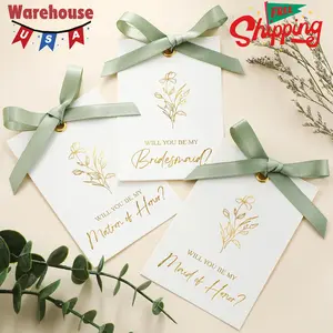 11 Pcs Bridesmaid Proposal Card with Ribbon Bow Floral