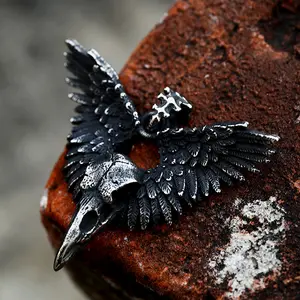 GTHIC Vintage Crow Witcher Stainless Steel Pendant for Men Women Animal Personalized Accessories Daily Wear