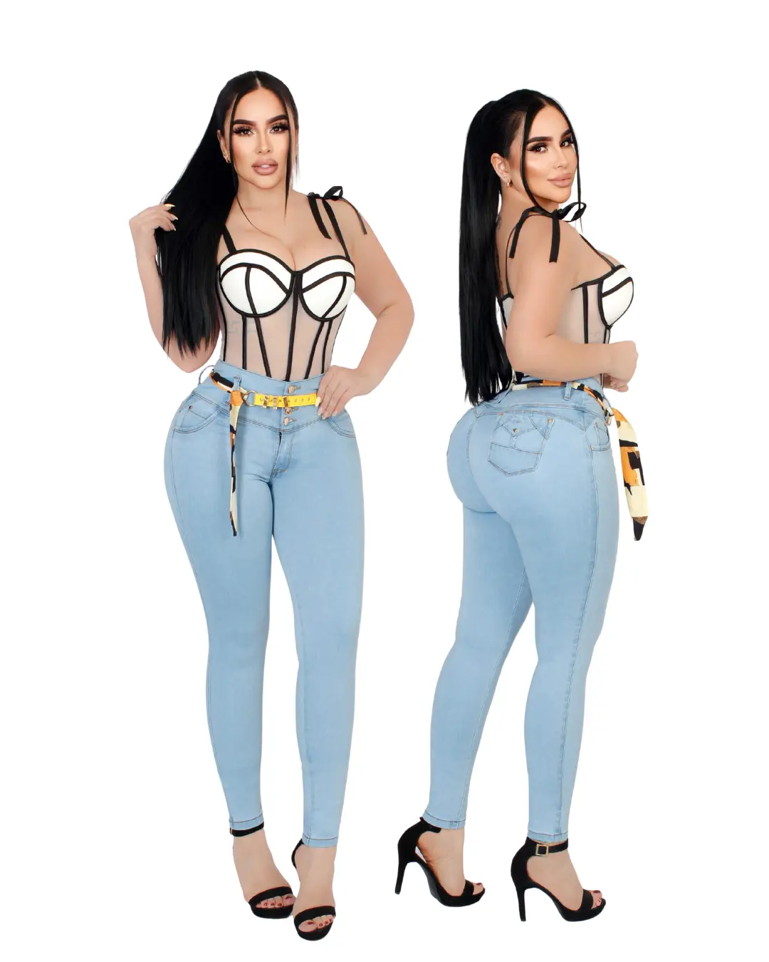 Liana Women's High-Waist Skinny Jeans, Colombian Butt-Lifting Denim with a 4-Button Closure and Statement Shaping Fit