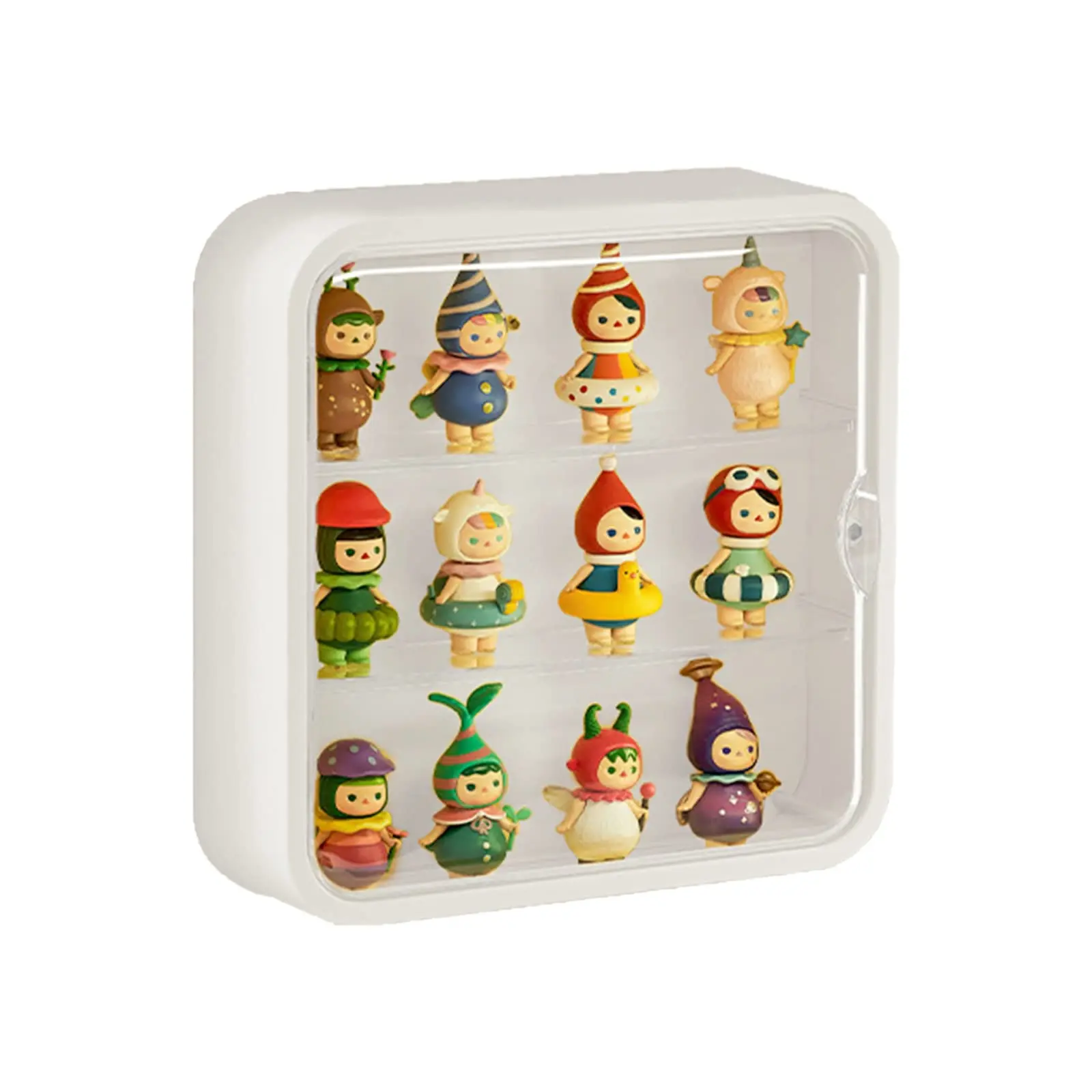 Magnetic Wall-Mounted Acrylic Figurine Display Cabinet - Dust-Proof Square Storage Organizer for Mini Pop Mart Action Figures Collectibles, Cream White Home Supply Gift