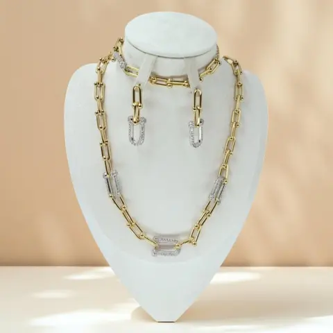 Women's Elegant Rhinestone Bombshell Jewelry Set, Exquisite Trendy Necklace & Bracelet & Earrings, Chic Maximalist Jewelry Set for Party & Daily Clothing Decor, Matching Jewelry Set