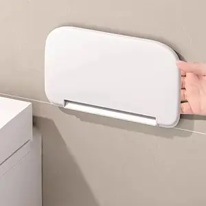 No-Drill Wall-Mounted Folding Storage Rack - WhitePlastic Space-Saving Organizer Bathroom Organization for Bathroom,Kitchen,Bedroom & Office-Compact 68.58cm Shelfwith Multiple Compartments, Hanging Shelves forBathroom,Shelves Toilet Rack