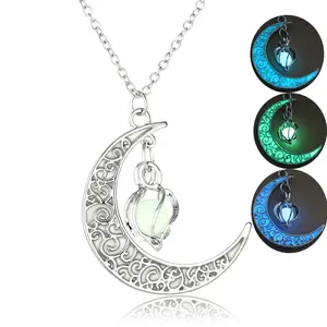 Glowing Crescent Moon Fairy Necklace For Women Or Men Enchanting Luminous Moon Charm Moon Magical Glow Jewelry In The Dark Necklaces christmas gift for girlfriend Modern Versatile Accessories