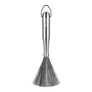 Stainless Steel Pot Brush - No Scratch, Heavy Duty Kitchen Scrubber for Cast Iron & Non-Stick Pans