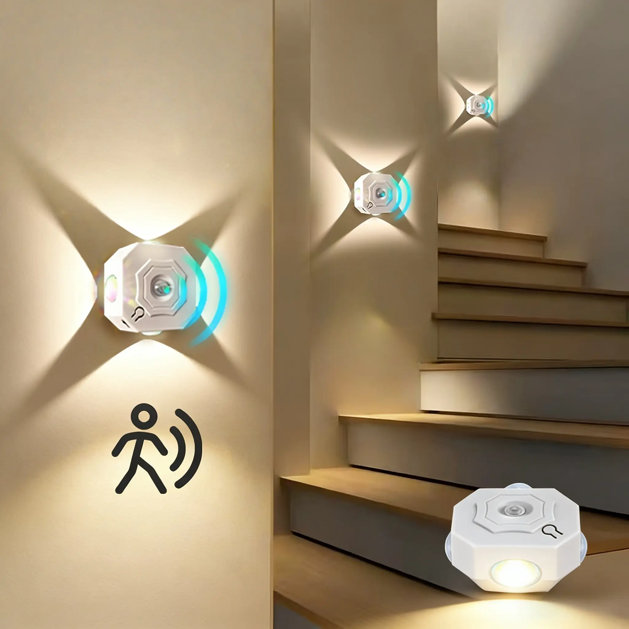 LED Motion Sensor Magnetic Wall Light, RGB/three Color Lights, Portable Night Lamp, Atmosphere Lighting, Suitable for Bedroom, Study, Dormitory, Office