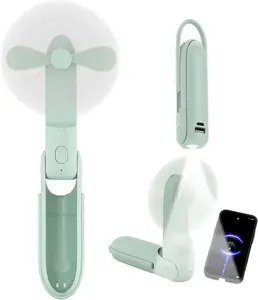 Handheld Mini Fan 3 in 1 - USB Rechargeable Portable, Battery Operated with Power Bank & Flashlight