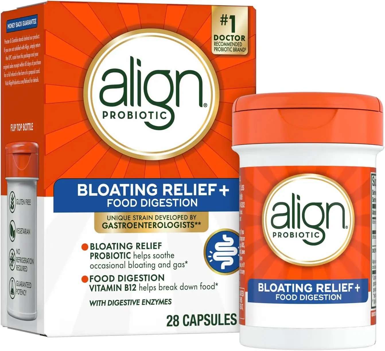 Probiotic Bloating Relief + Food Digestion, Probiotics for Women and Men, #1 Doctor Recommended Brand‡, Promotes Digestive Health and Helps Support the Metabolism of Food*, 28 Capsules
