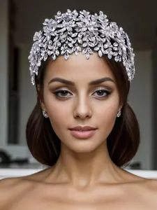 Rhinestone Decorated Leaf Design Headband, Elegant Bridal Headwear for Wedding Bridal Party Formal Occasions, Fashion Hair Accessories for Women