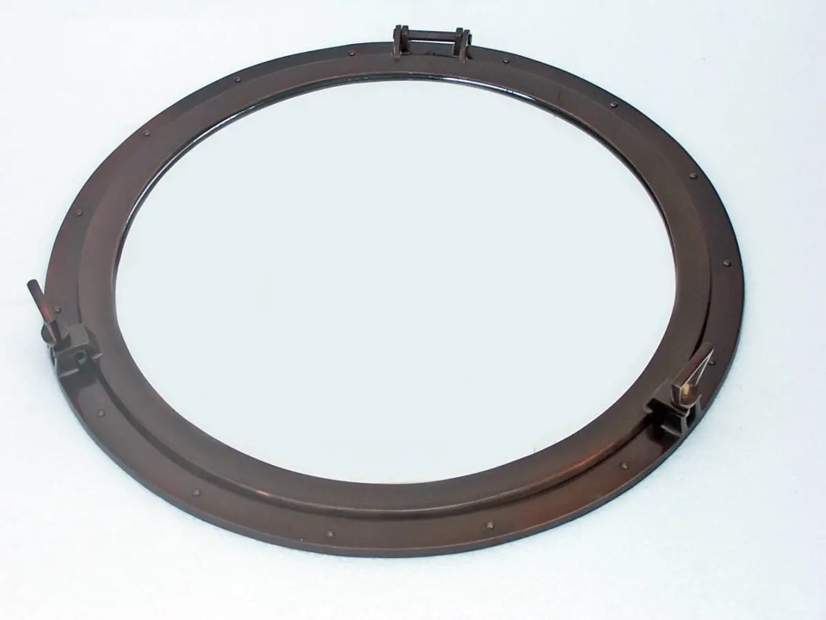 212 MAIN Handcrafted Heavy Round Nautical Openable Decorative Ship Porthole Window - MC-1969-30-AC-W Deluxe Antique Copper, 4x30x30in Glass, for Wall, Living Room Decor, Home Decor