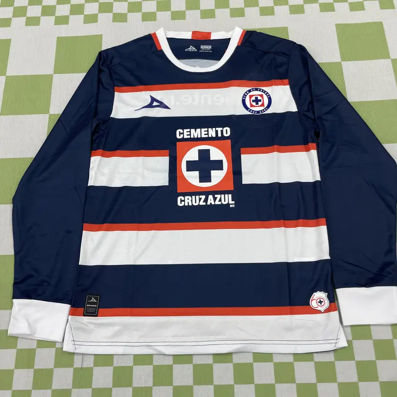 24 25 MEXICO CRUZ AZUL LIGA MX Away Long Sleeve Goalie Soccer Jersey Quick Dry Fan Edition