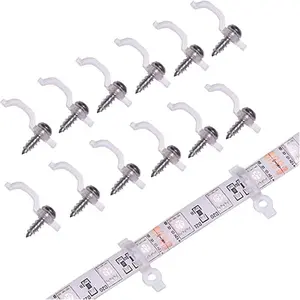 100 Pack Strip Light Mounting Bracket,Transparent Fixing Clips for 10Mm Wide IP65 Waterproof 5050 LED Strip Light,One Side Fixing,100 Screws Included Whok