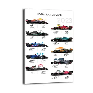 Formula Drivers Great Wall Art, Canvas Poster, Cute And Vibrant Poster for Bedroom, Dorm, A Perfect Gift Idea for New Year Home Decor Vintage Car Print Decoration