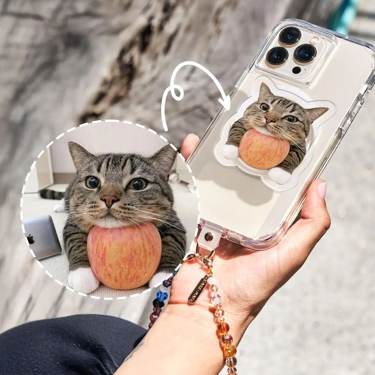 Custom Phone Grip with Photo - Personalized Valentine Gifts Phone Holder Face Cut