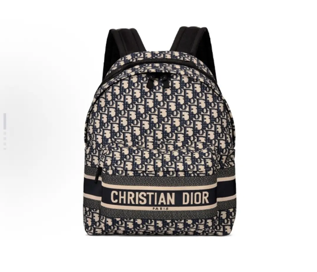 Pre-owned Dior DiorTravel Original Backpack Deep Denim Blue with All Over Embroidered Monogram Motif