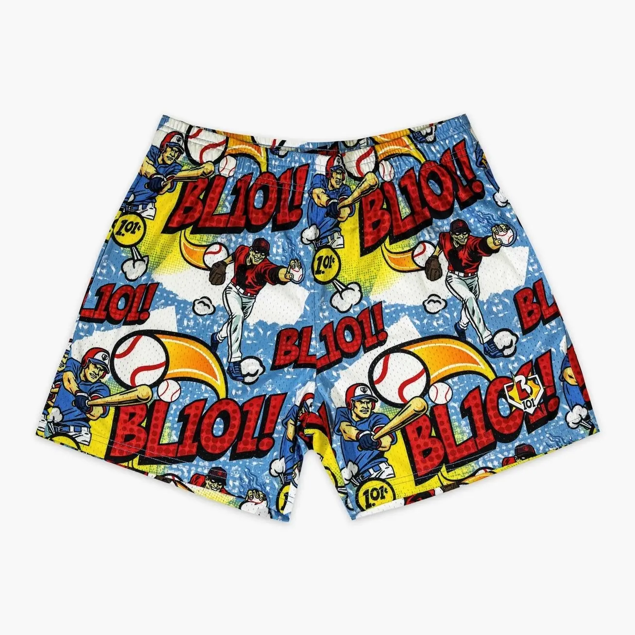 Baseball Lifestylee 101 Swing For The Fences Youth Mesh Shorts, Teen Boys Retro Halftone Graphic Athletic Bottoms, Junior Summer Sports Training Trunks, High School Fun Activewear, Back to School Mesh Short