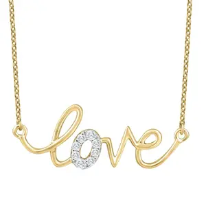 1/10Ct Diamond Love Pendant Scrip Yellow Gold Lab Grown Women's 18" Necklace